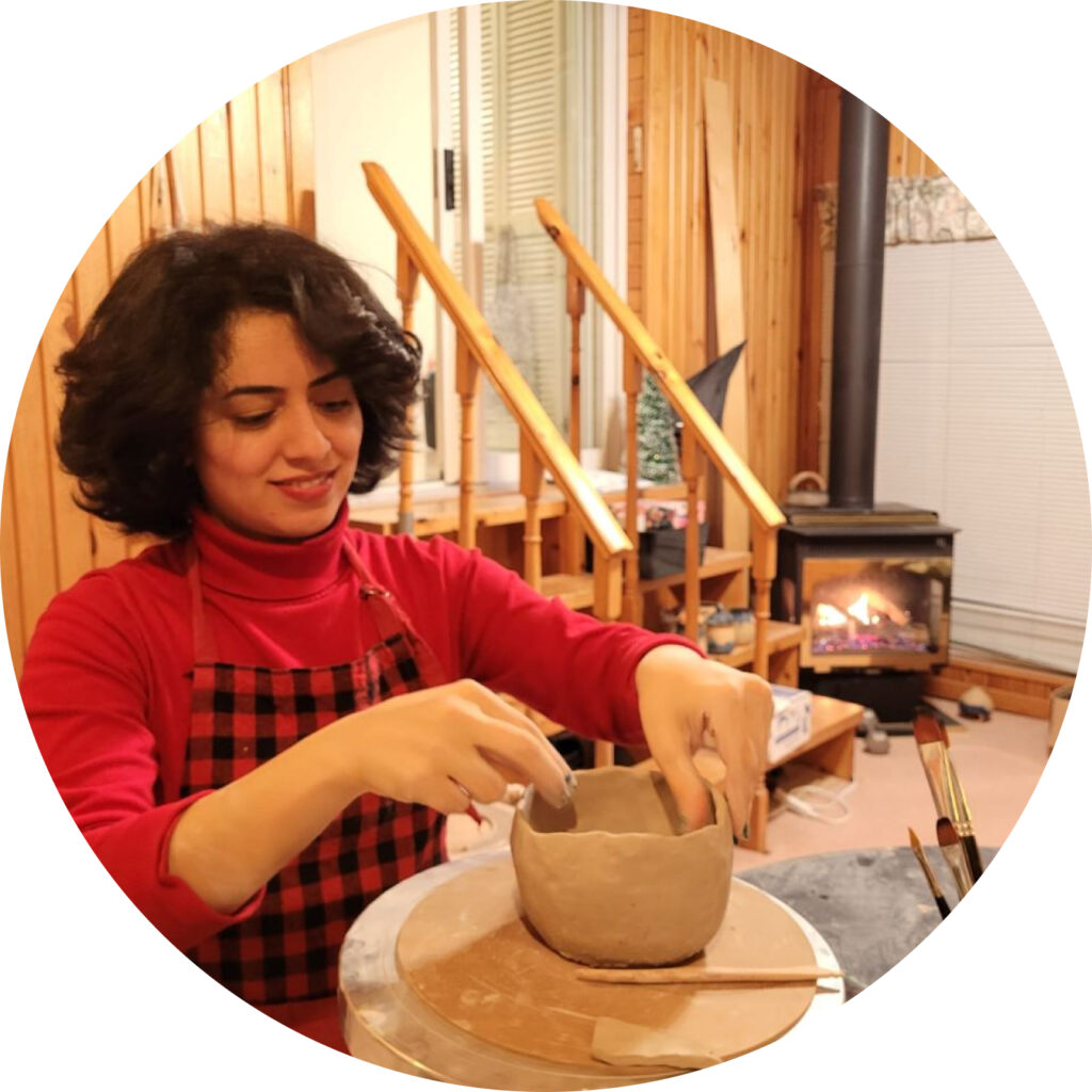 Shilan in pottery class